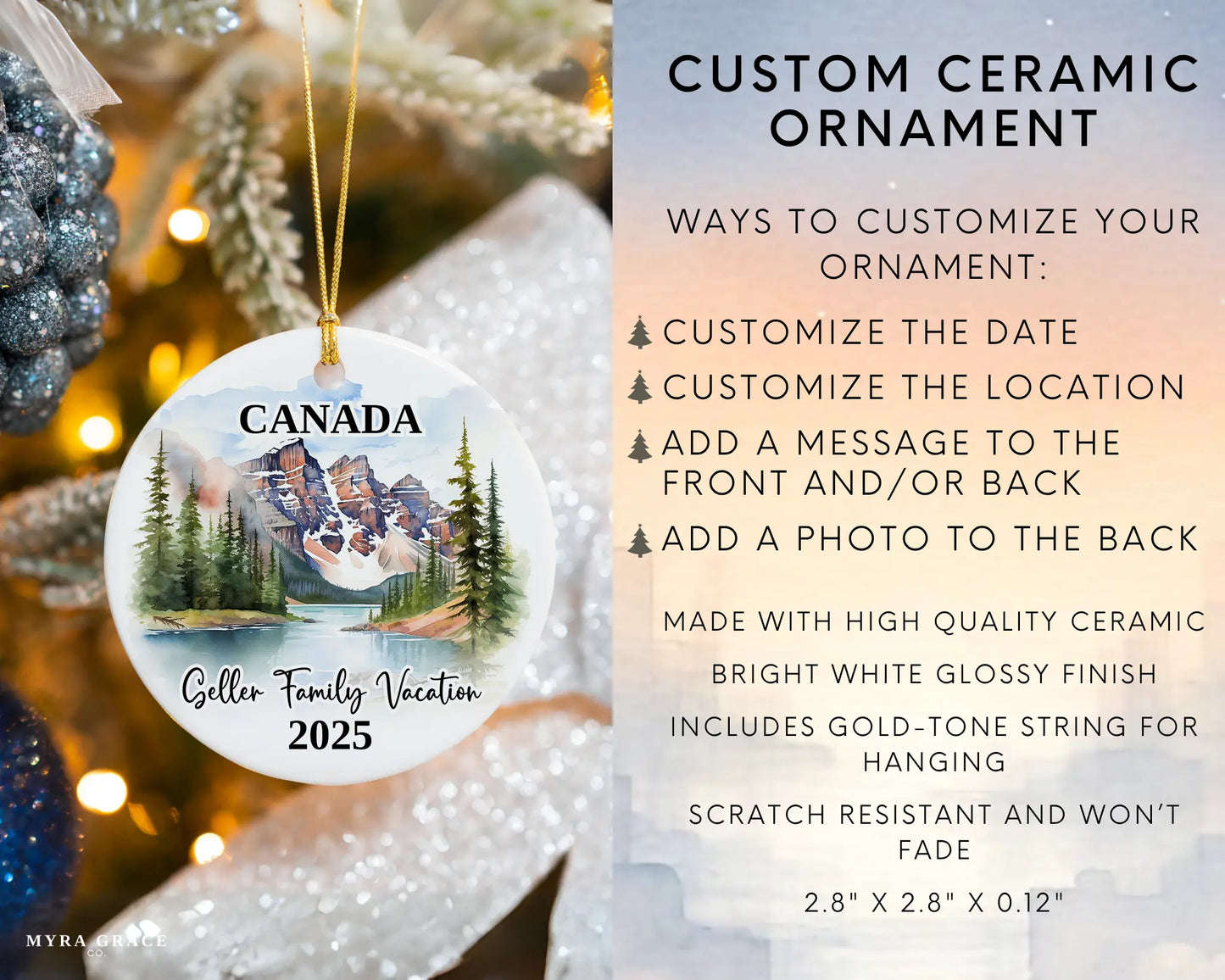 Canada Vacation Custom Ornament, Canada Bauble