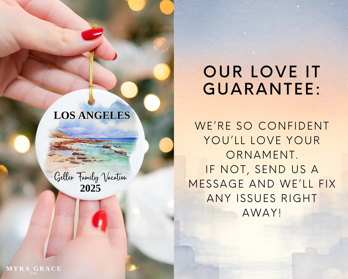 Los Angeles Vacation Custom Ornament, Los Angeles Bauble, L.A, California Beach