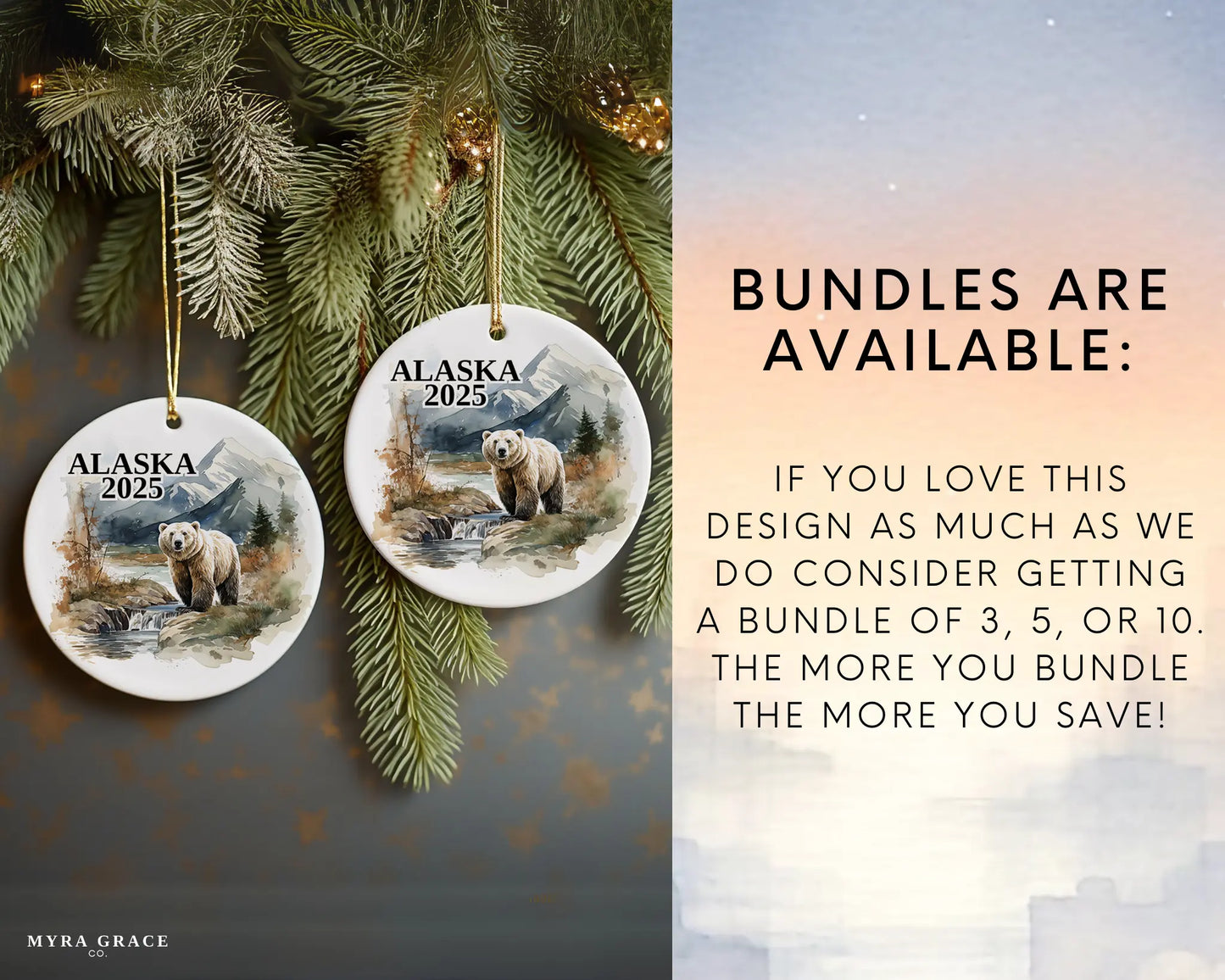 Alaska Ornament, Alaska Bauble, Grizzly Bear