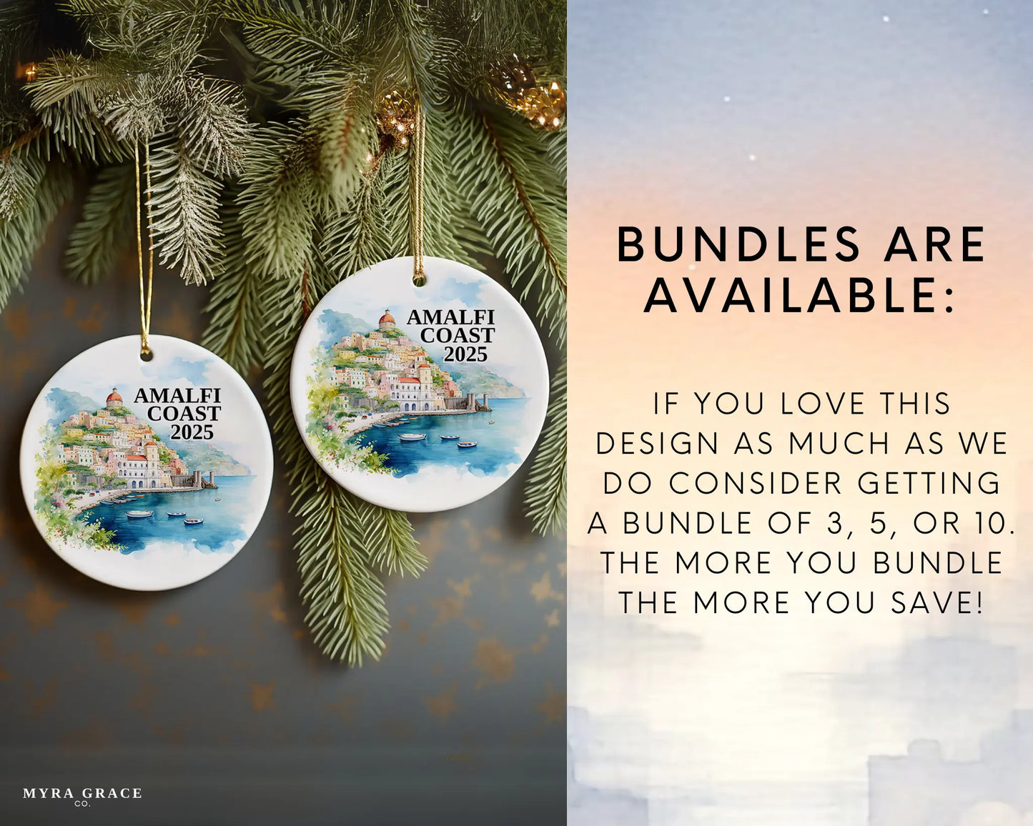 Amalfi Coast Ornament, Italy Bauble