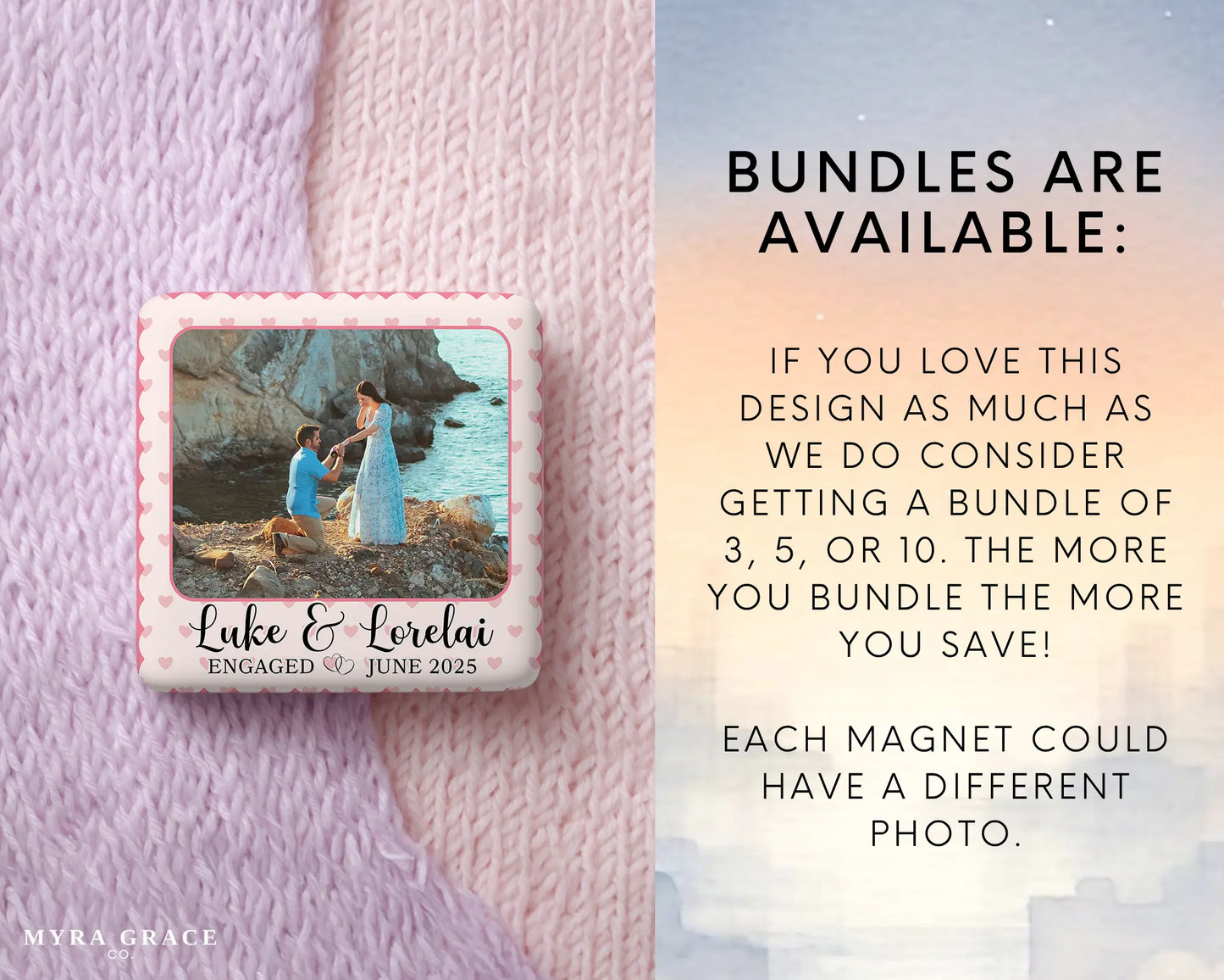 Engagement Magnet Custom Personalized Gift Souvenir Present. Bundles are available