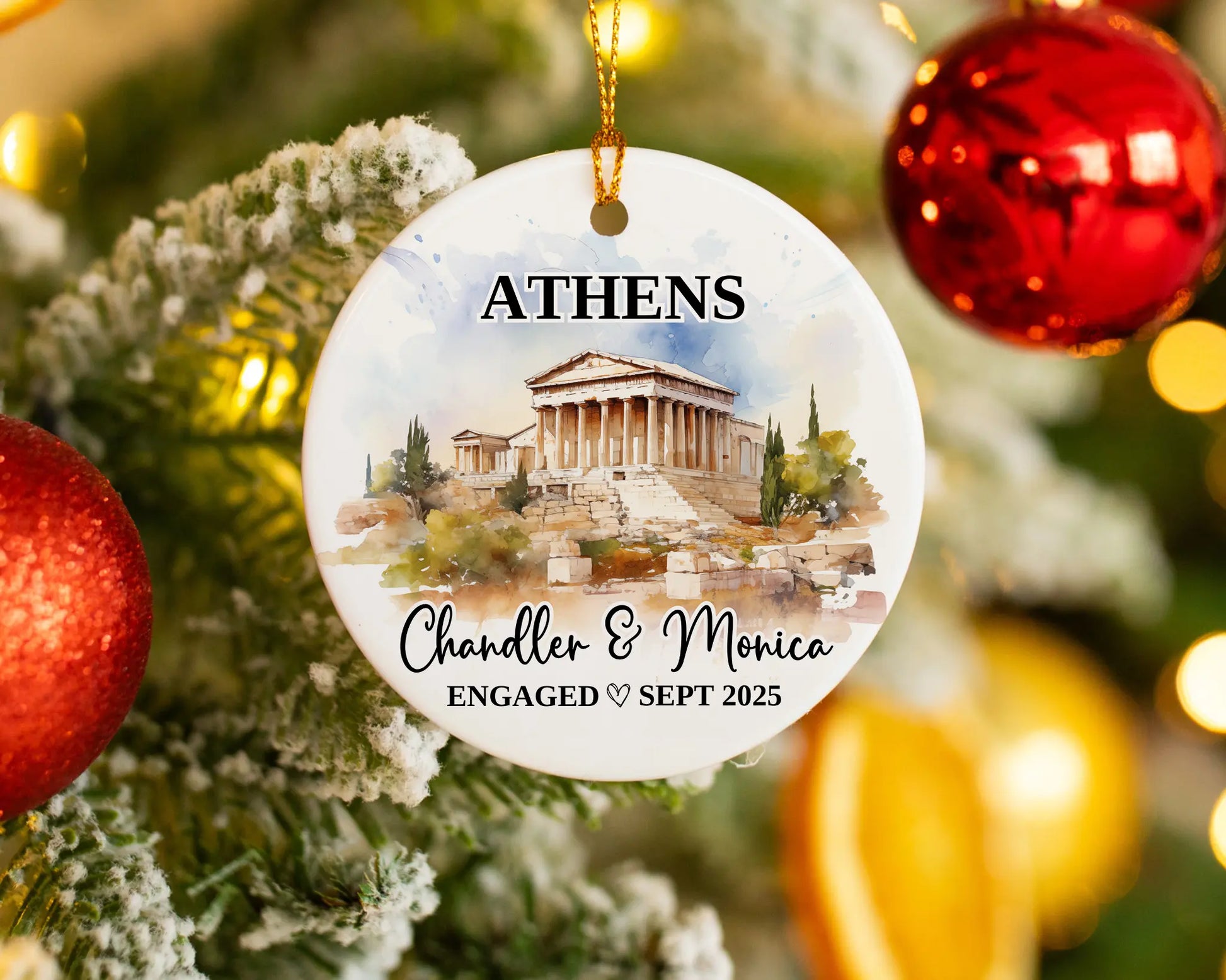Athens Engagement Ornament Custom Gift Souvenir Bauble Present