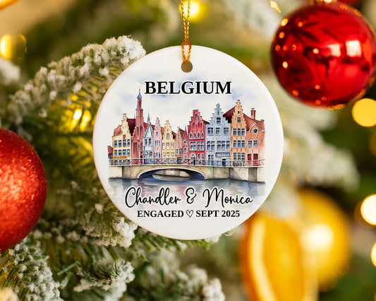 Belgium Engagement Custom Ornament, Belgium Bauble