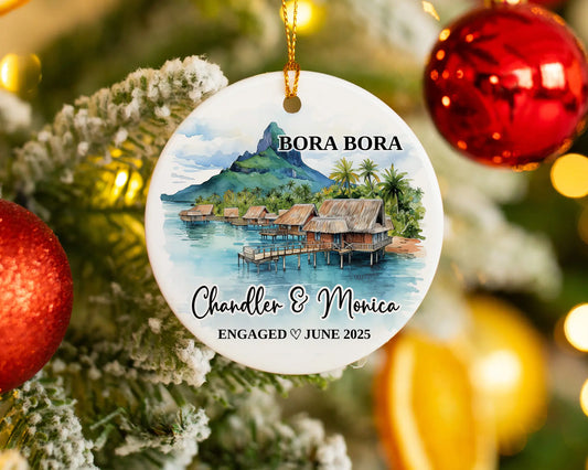 Bora Bora Engagement Ornament Custom Gift Souvenir Bauble Present