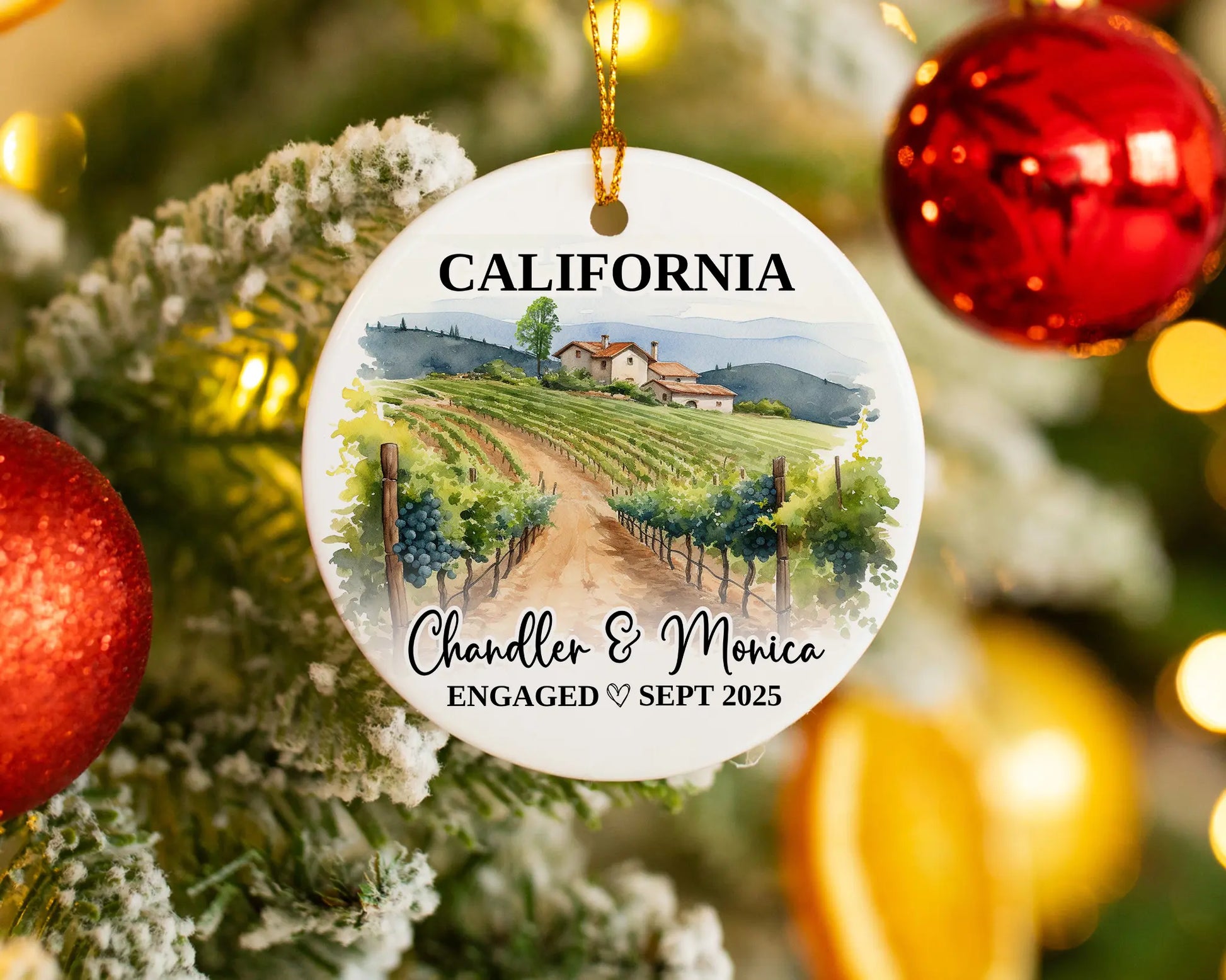 California Engagement Ornament Custom Gift Souvenir Bauble Present