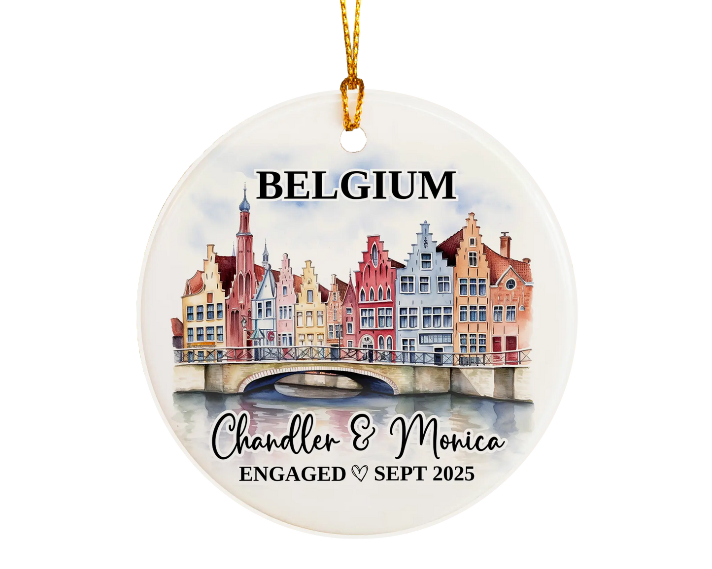 Belgium Engagement Custom Ornament, Belgium Bauble