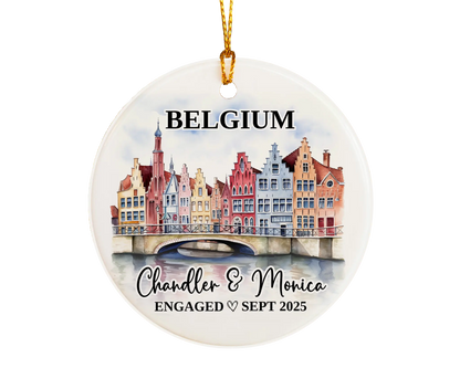 Belgium Engagement Custom Ornament, Belgium Bauble