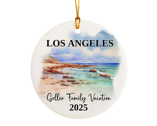 Los Angeles Vacation Custom Ornament, Los Angeles Bauble, L.A, California Beach