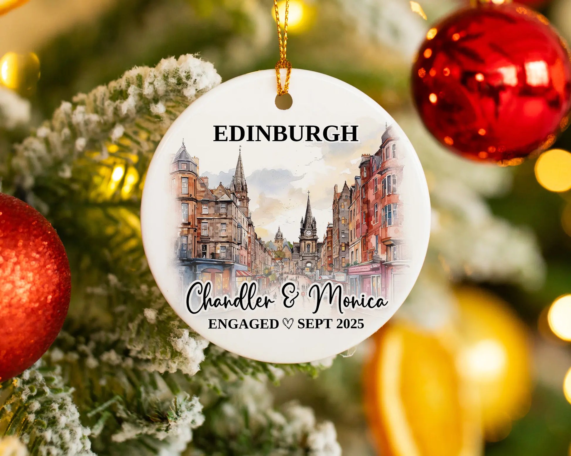 Edinburgh Engagement Ornament Custom Gift Souvenir Bauble Present