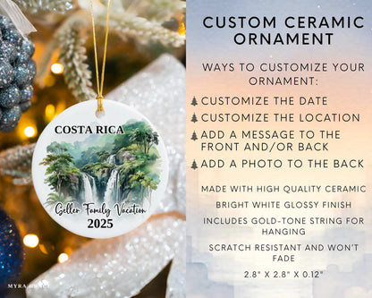 Custom vacation Paris ceramic photo ornament with personalized message – handmade Christmas bauble, gift souvenir, or vacation keepsake. Infographic