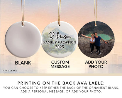 Custom El Salvador ceramic photo ornament with personalized message – handmade Christmas bauble, gift souvenir, or vacation keepsake.  Add your photo