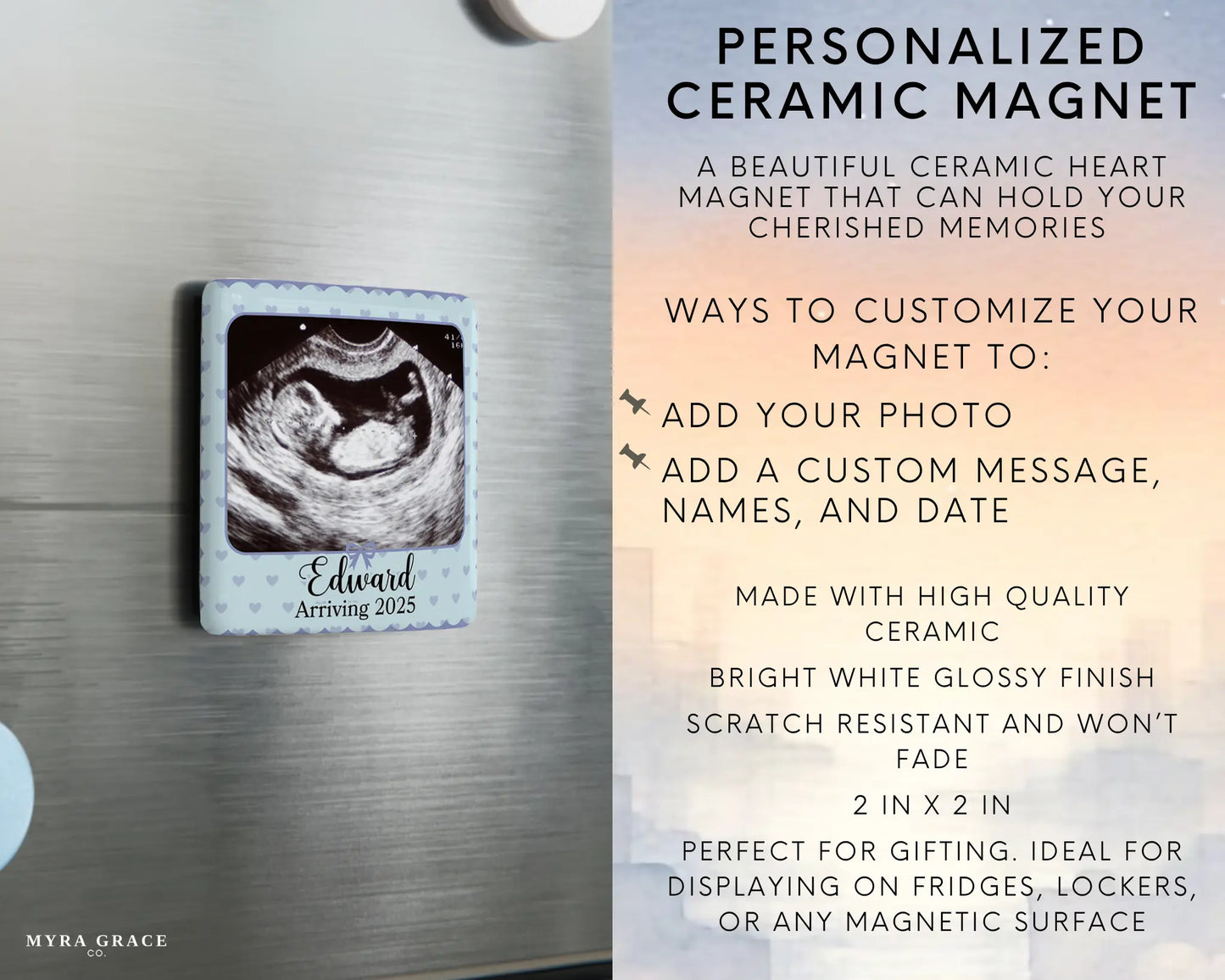 Ultrasound Magnet Custom Personalized Gift Souvenir Present. Infographic