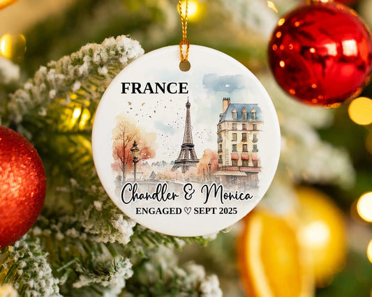 France Engagement Ornament Custom Gift Souvenir Bauble Present