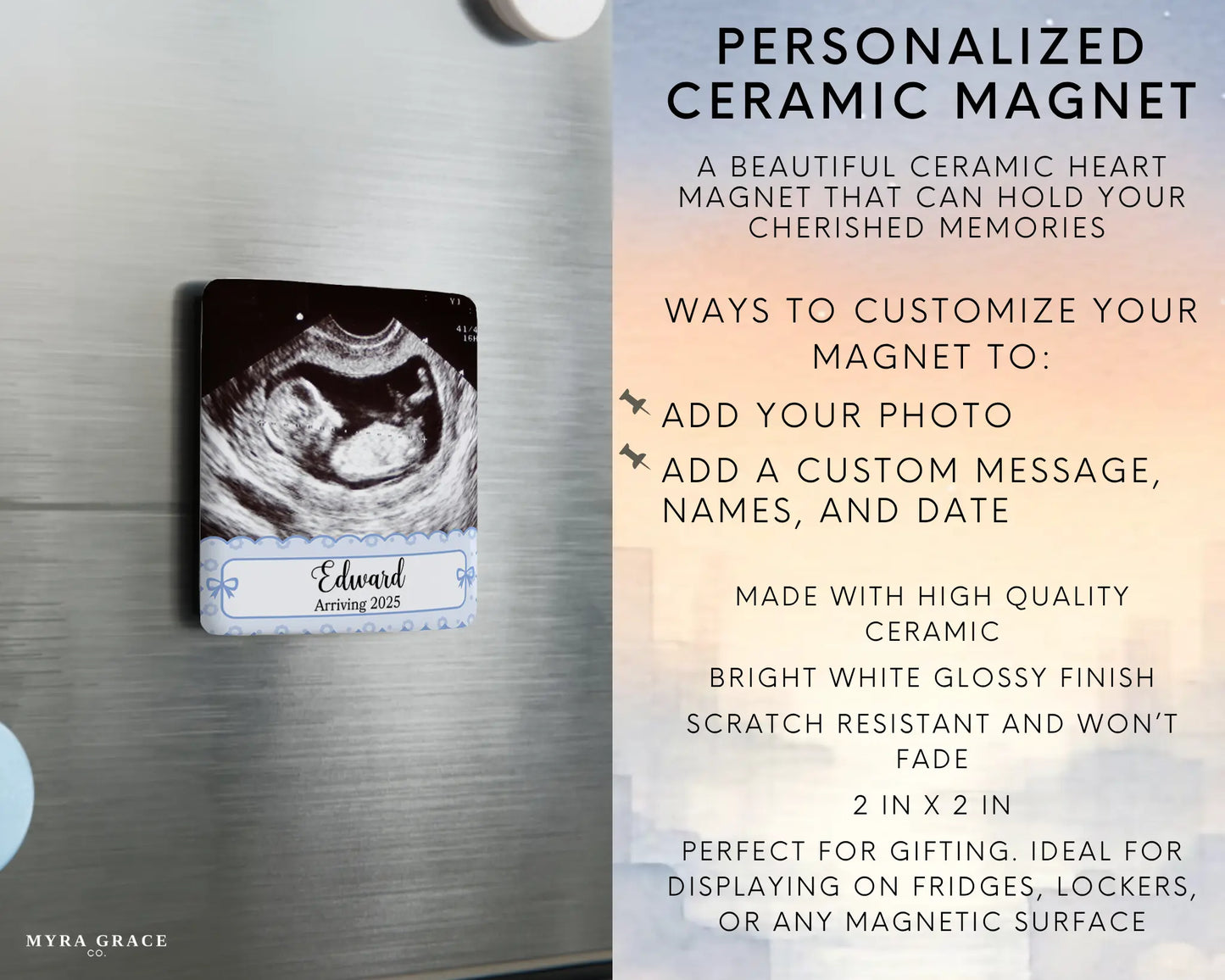 Ultrasound Magnet Custom Personalized Gift Souvenir Present. Infographic