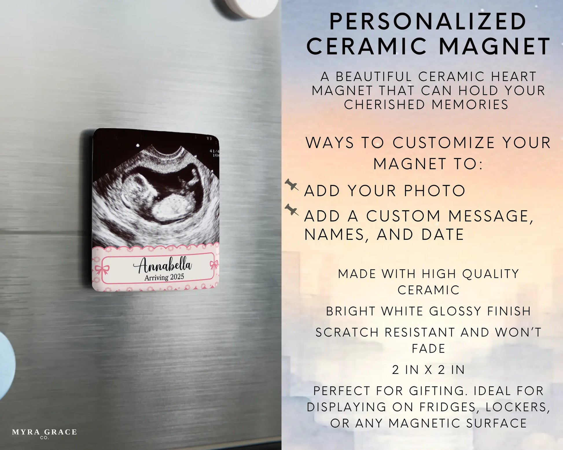 Ultrasound Magnet Custom Personalized Gift Souvenir Present. Infographic
