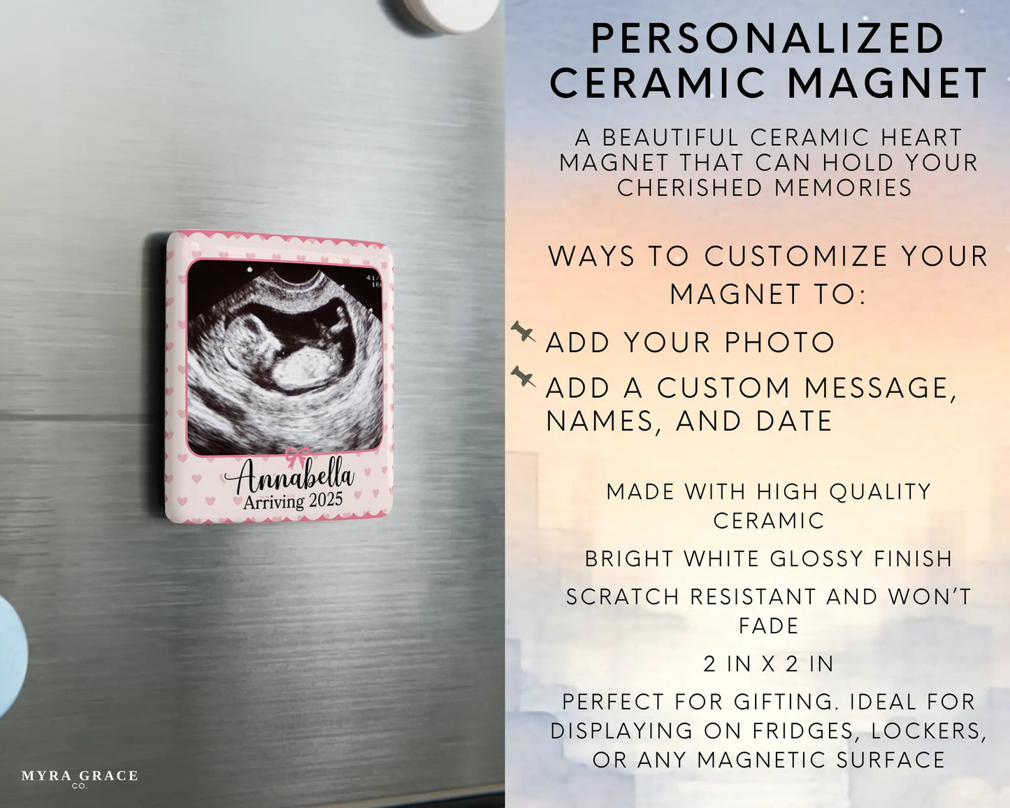 Ultrasound Magnet Custom Personalized Gift Souvenir Present. Infographic