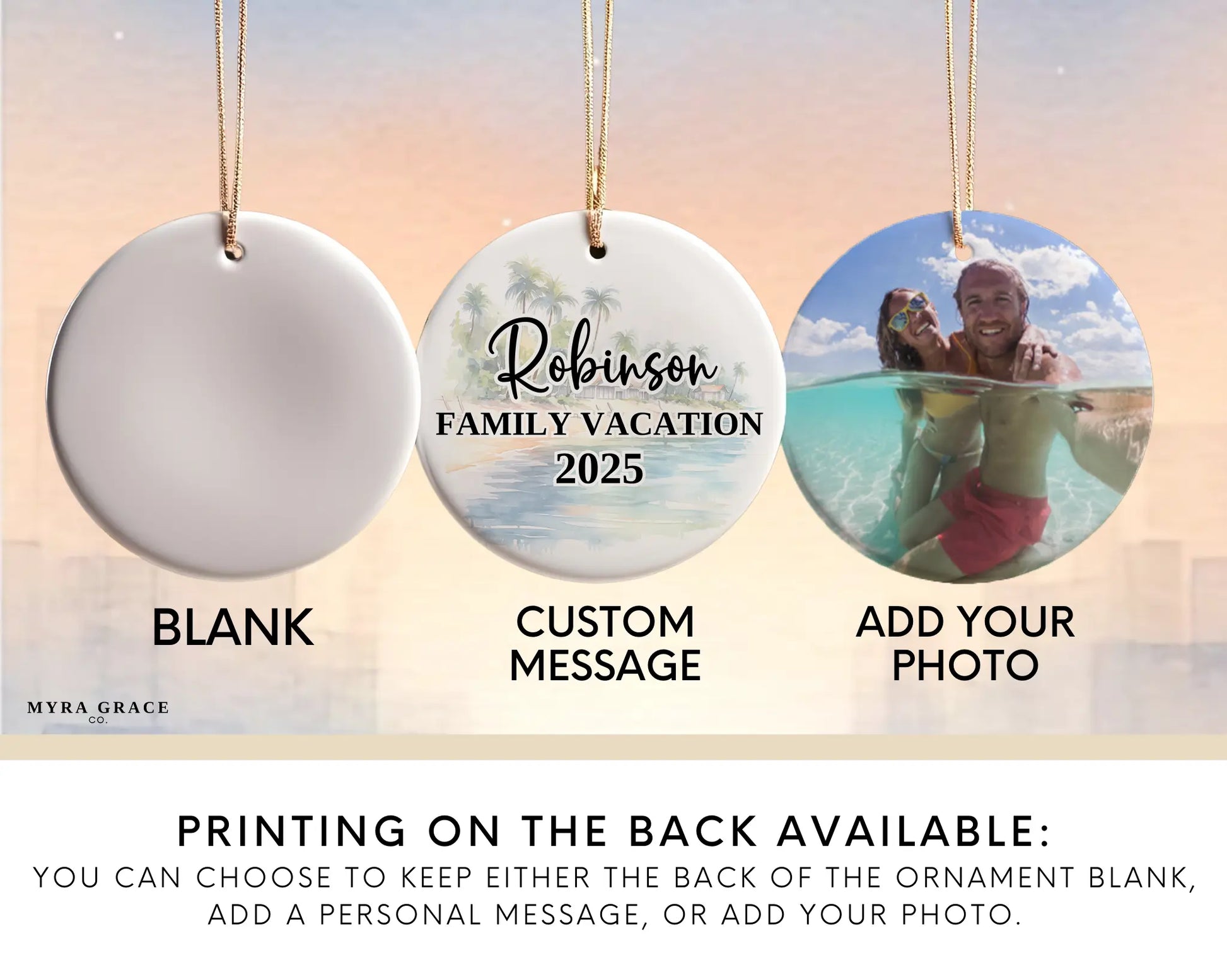 Custom Honduras ceramic photo ornament with personalized message – handmade Christmas bauble, gift souvenir, or vacation keepsake. Add your photo