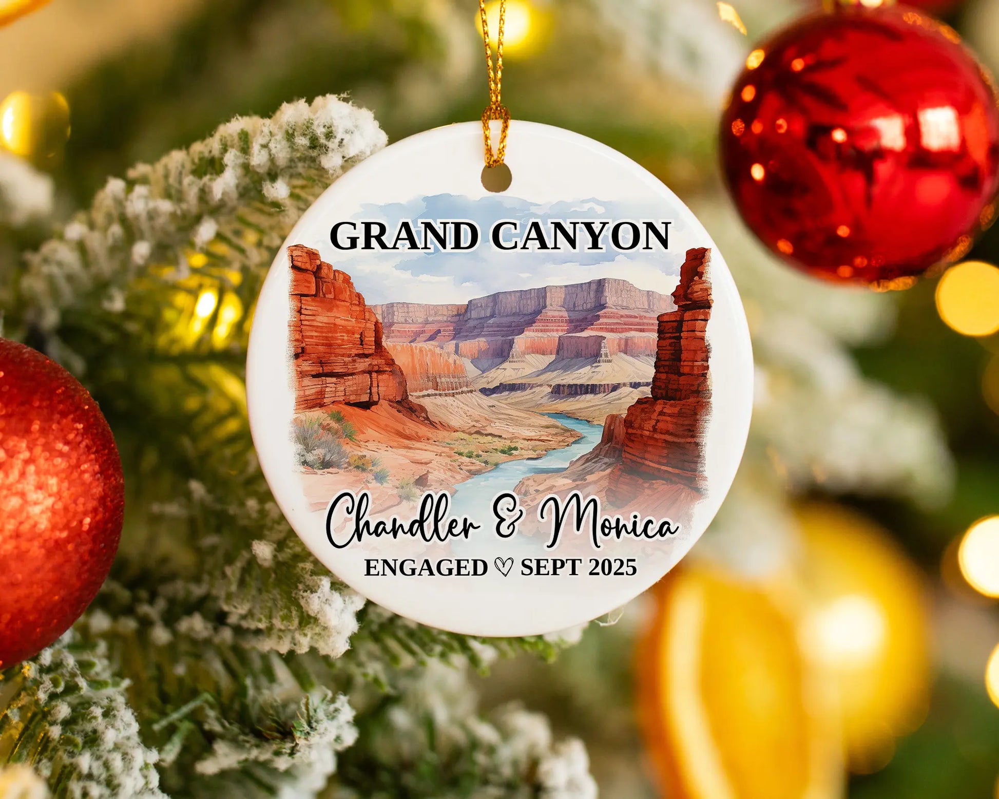 Grand Canyon Engagement Ornament Custom Gift Souvenir Bauble Present