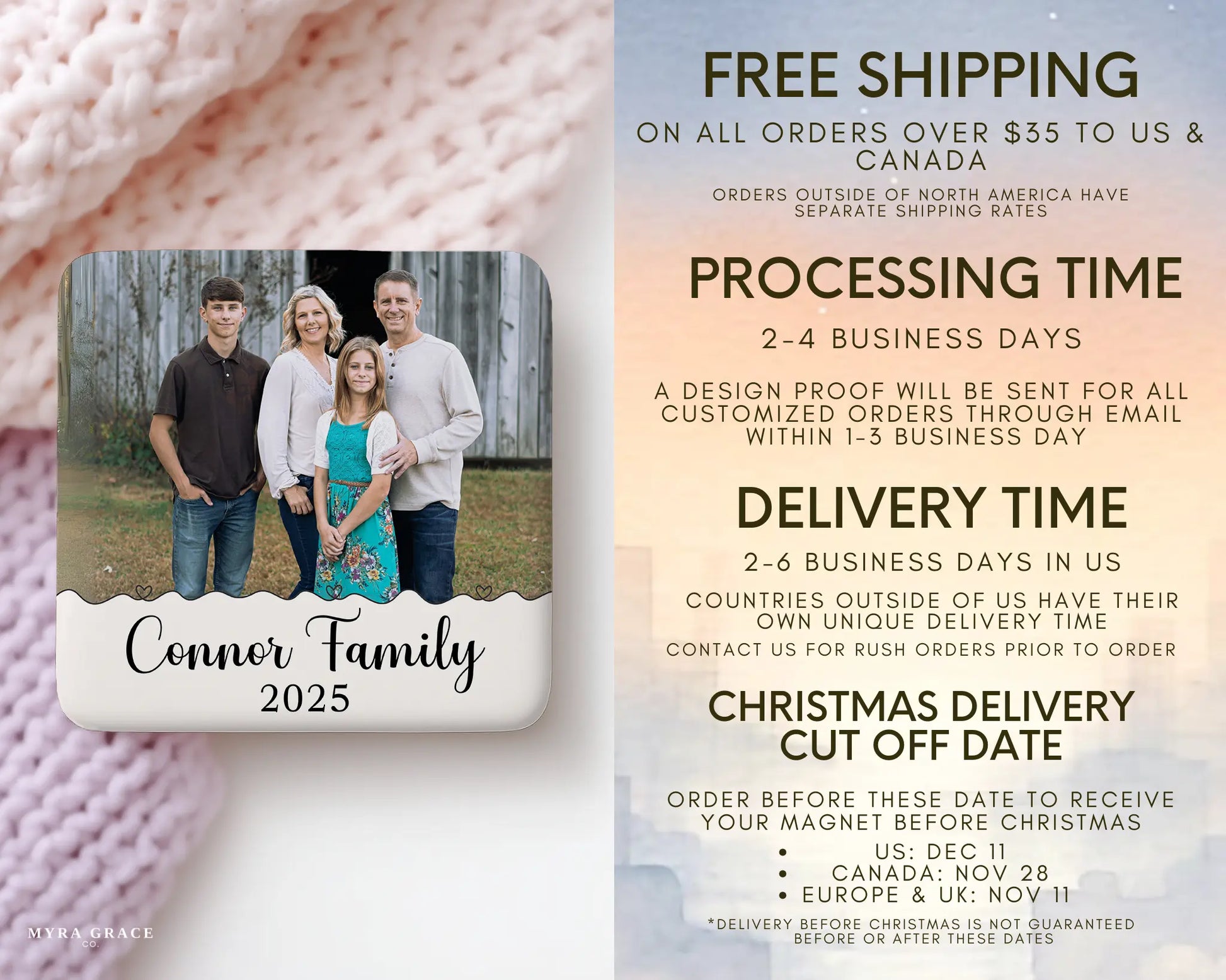 Family Magnet Custom Personalized Gift Souvenir Present. Free shipping