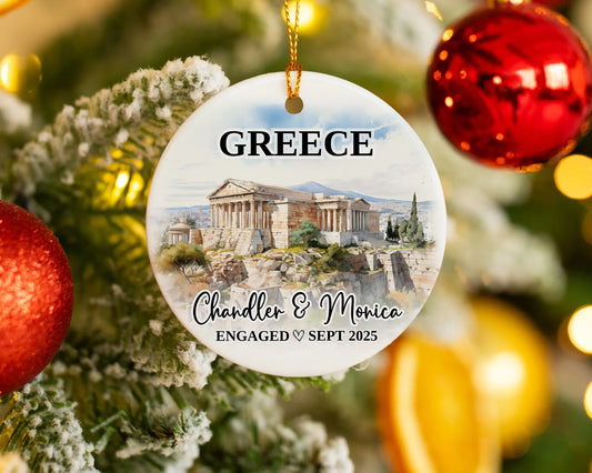 Greece Engagement Ornament Custom Gift Souvenir Bauble Present