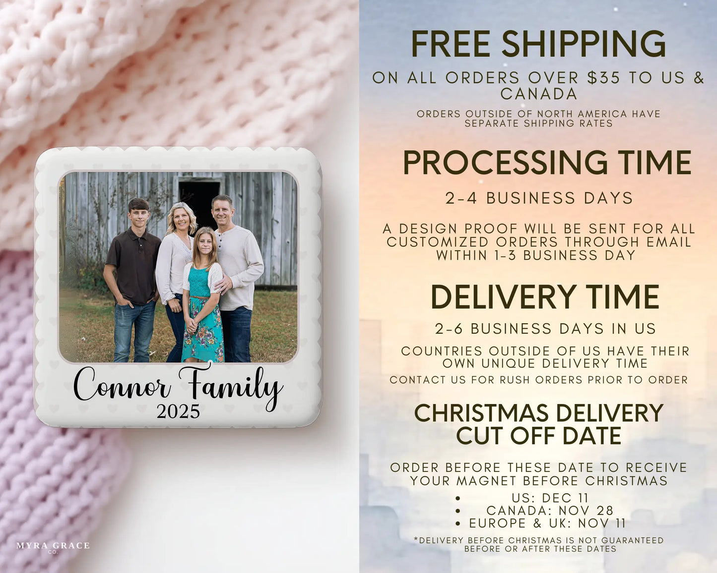 Family Magnet Custom Personalized Gift Souvenir Present. Free shipping