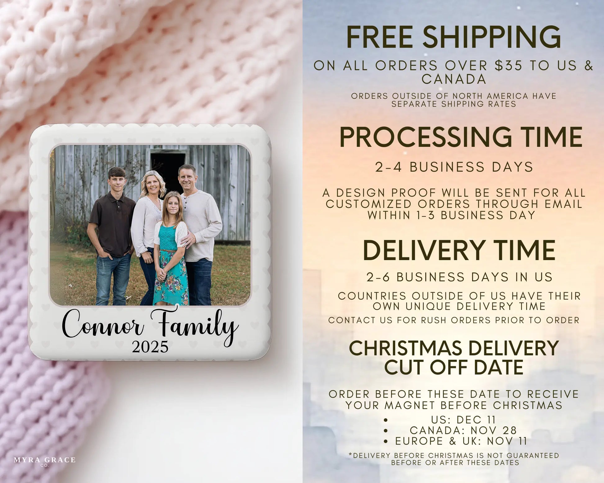 Family Magnet Custom Personalized Gift Souvenir Present. Free shipping