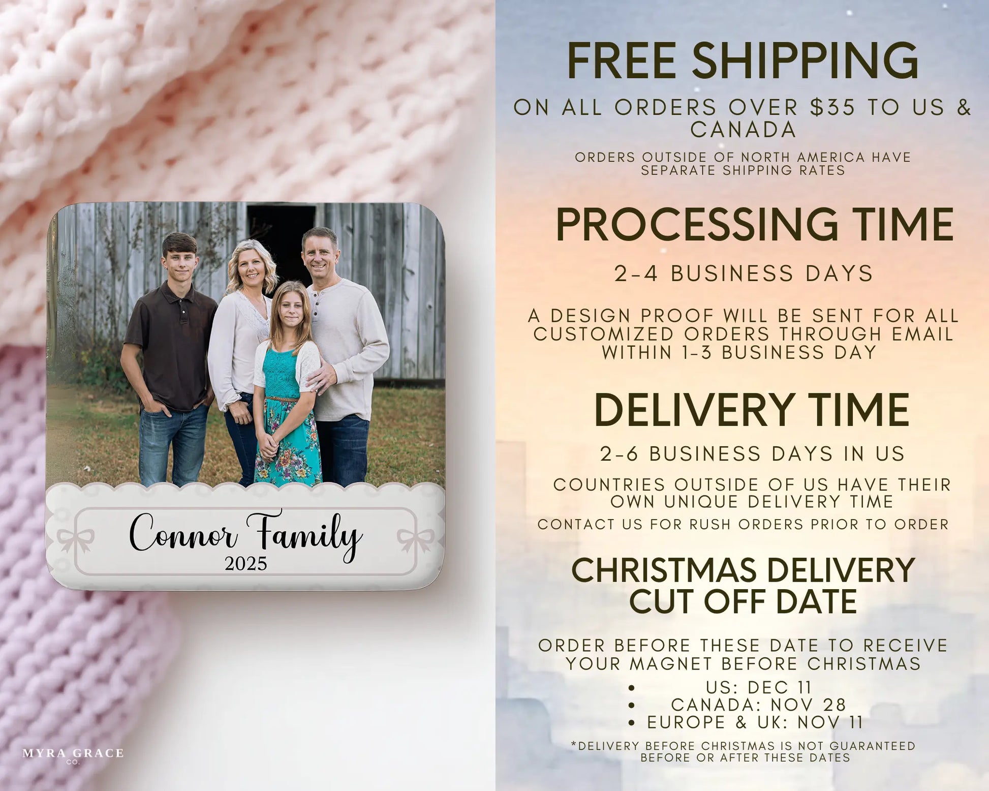 Family Magnet Custom Personalized Gift Souvenir Present. Free Shipping