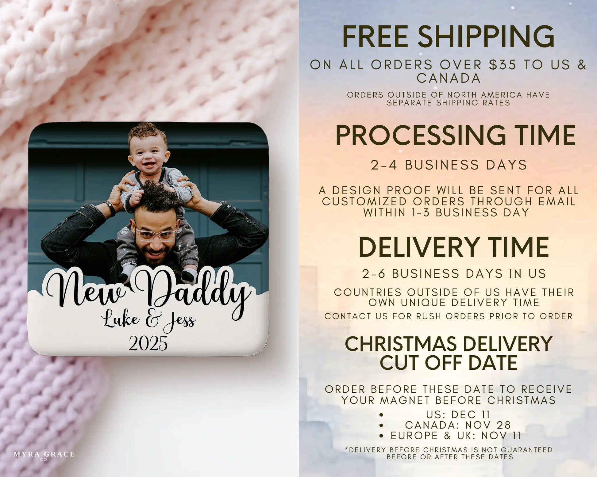 Dad Magnet Custom Personalized Gift Souvenir Present. Free Shipping