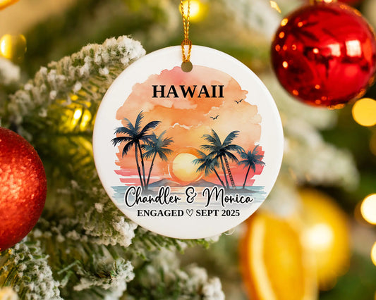 Hawaii Engagement Ornament Custom Gift Souvenir Bauble Present