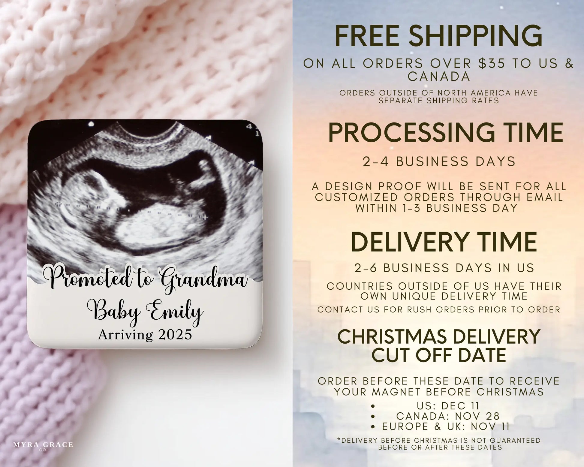 Grandma Magnet Custom Personalized Gift Souvenir Present. Free shipping
