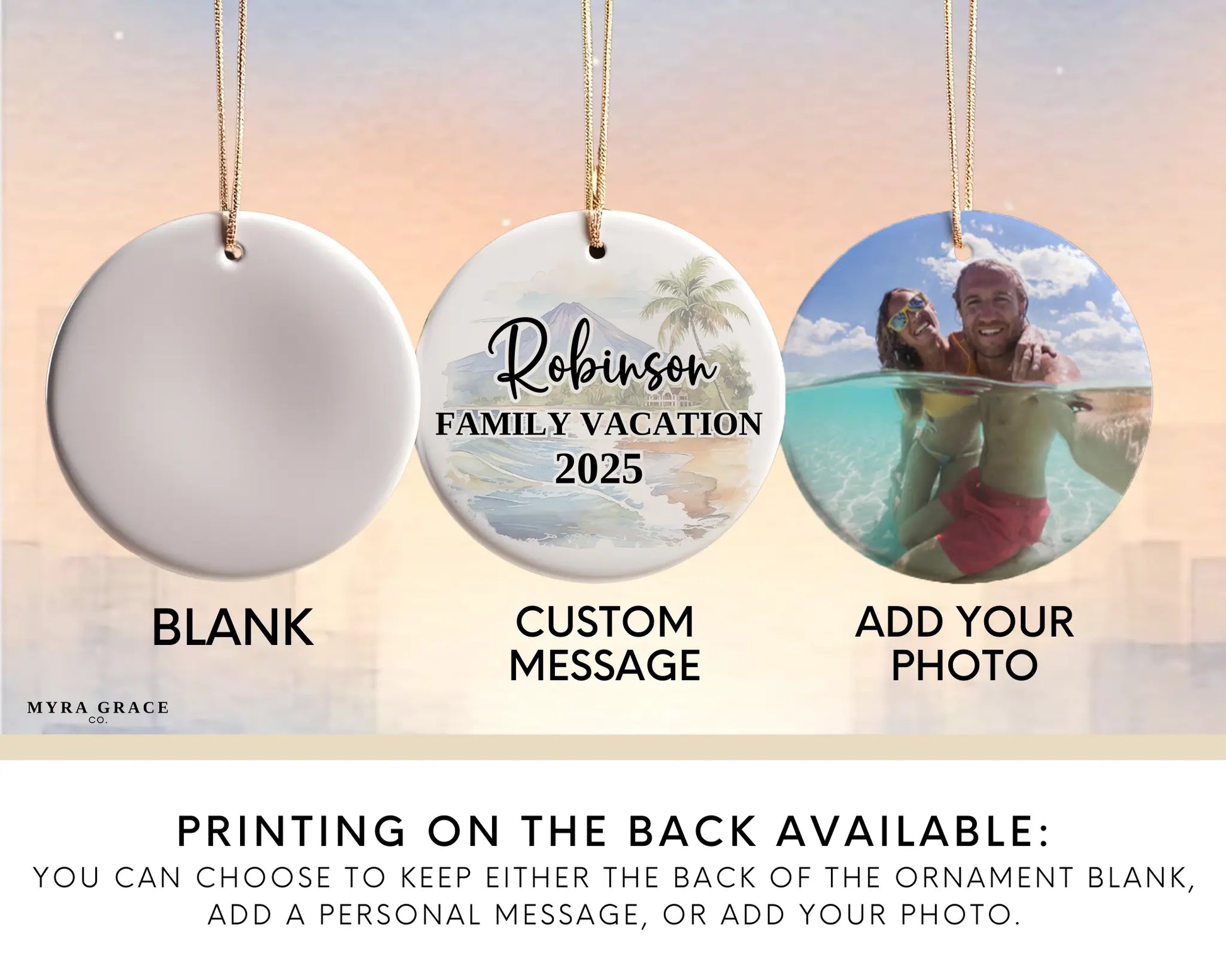Custom Nicaragua ceramic photo ornament with personalized message – handmade Christmas bauble, gift souvenir, or vacation keepsake. Add your photo