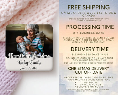 Grandma Magnet Custom Personalized Gift Souvenir Present. Free shipping