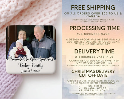 Grandparent Magnet Custom Personalized Gift Souvenir Present. Free shipping