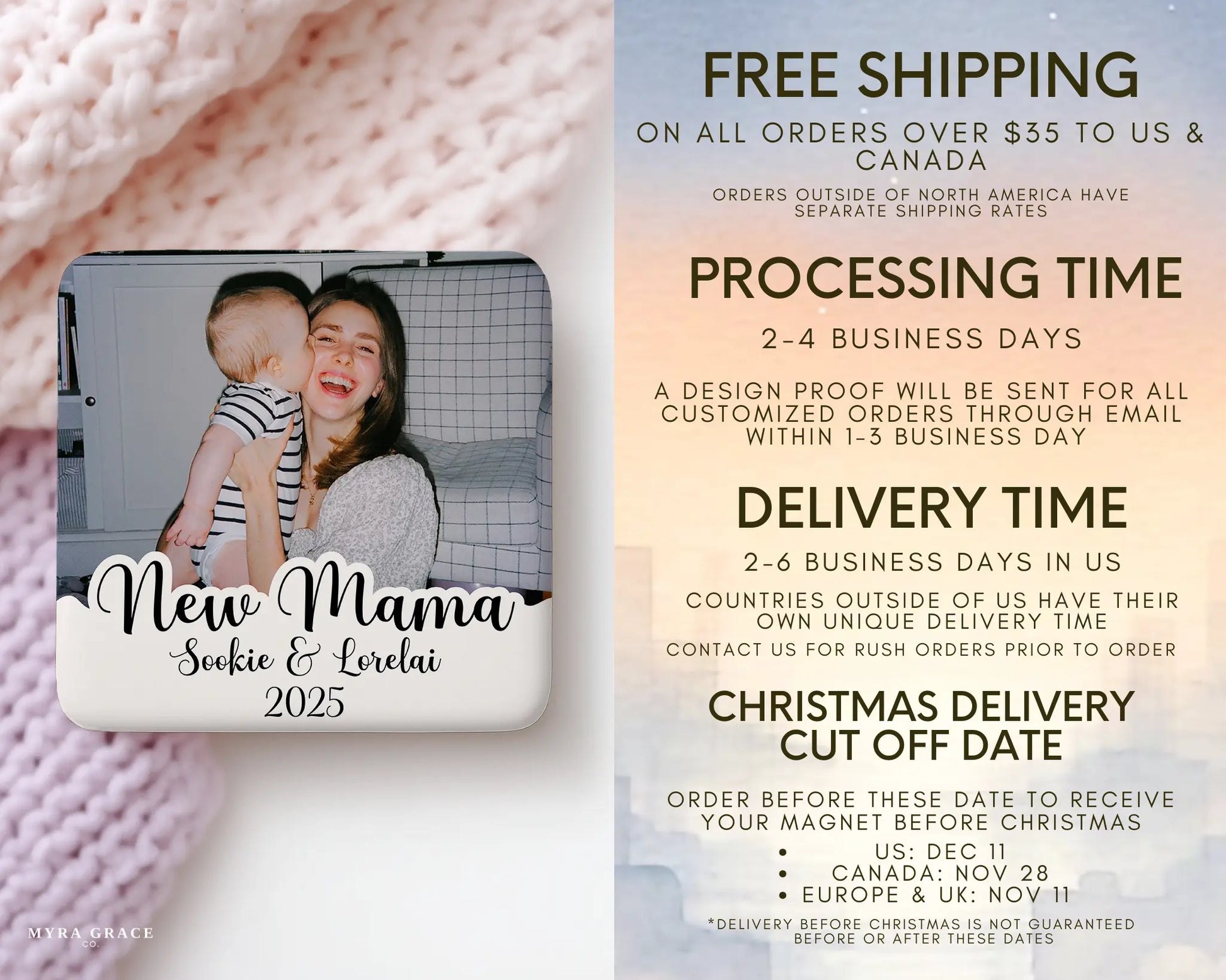 Mom Magnet Custom Personalized Gift Souvenir Present. Free shipping