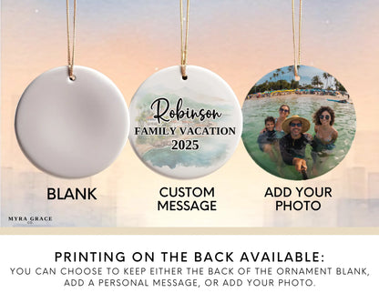 Custom Puerto Vallarta Mexico ceramic photo ornament with personalized message – handmade Christmas bauble, gift souvenir, or vacation keepsake.  Add your photo