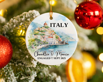 Italy Engagement Custom Ornament, Italy Bauble, Amalfi Coast