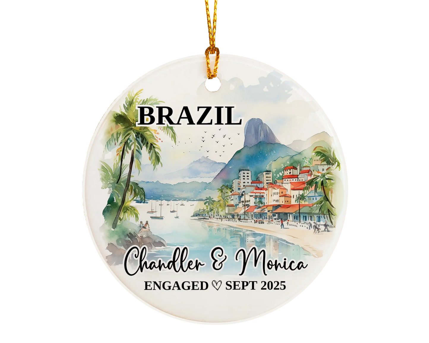 Brazil Engagement Ornament Custom Gift Souvenir Bauble Present