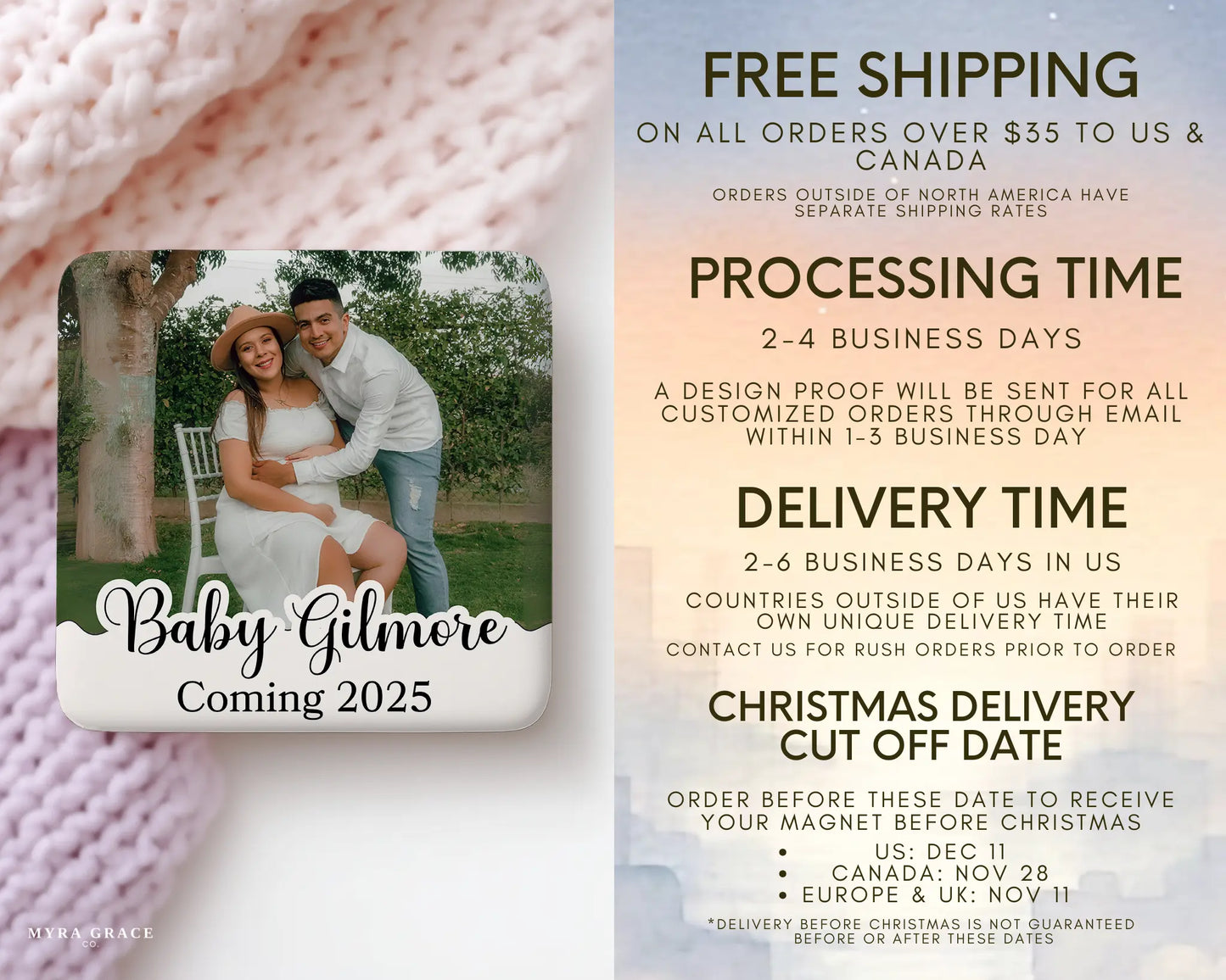 Pregnancy Magnet Custom Personalized Gift Souvenir Present. Free shipping