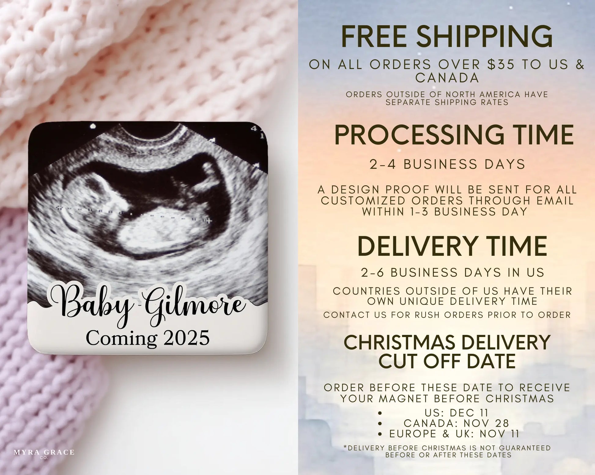 Ultrasound Magnet Custom Personalized Gift Souvenir Present. Free shipping