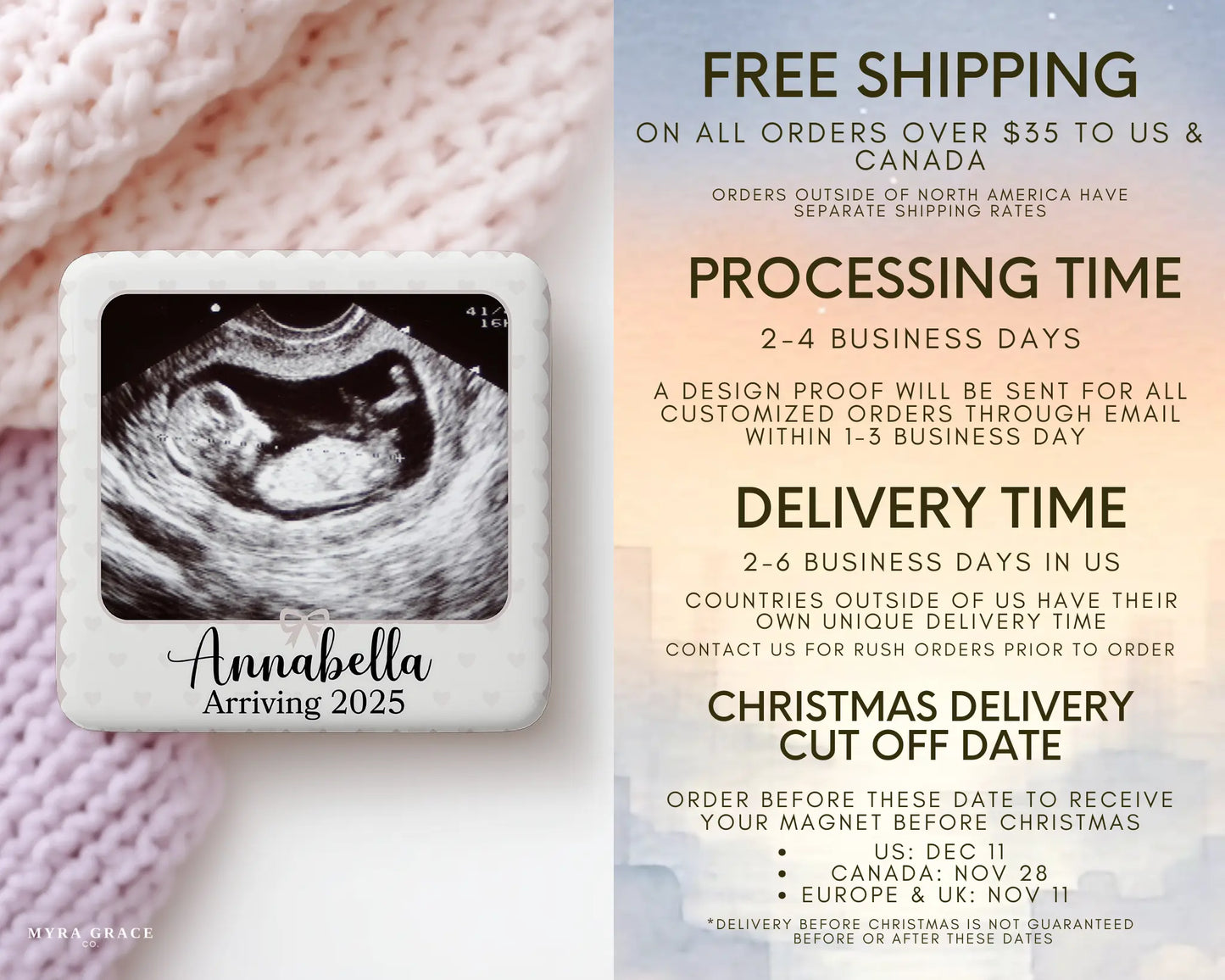 Ultrasound Magnet Custom Personalized Gift Souvenir Present. Free shipping