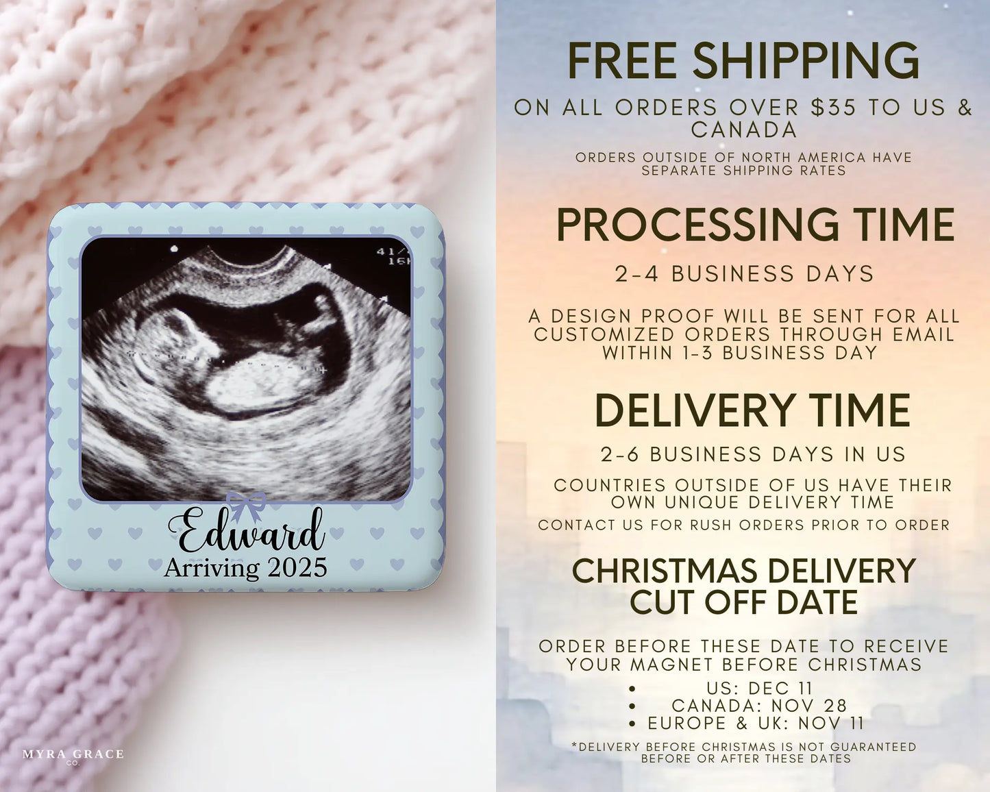 Ultrasound Magnet Custom Personalized Gift Souvenir Present. Free shipping