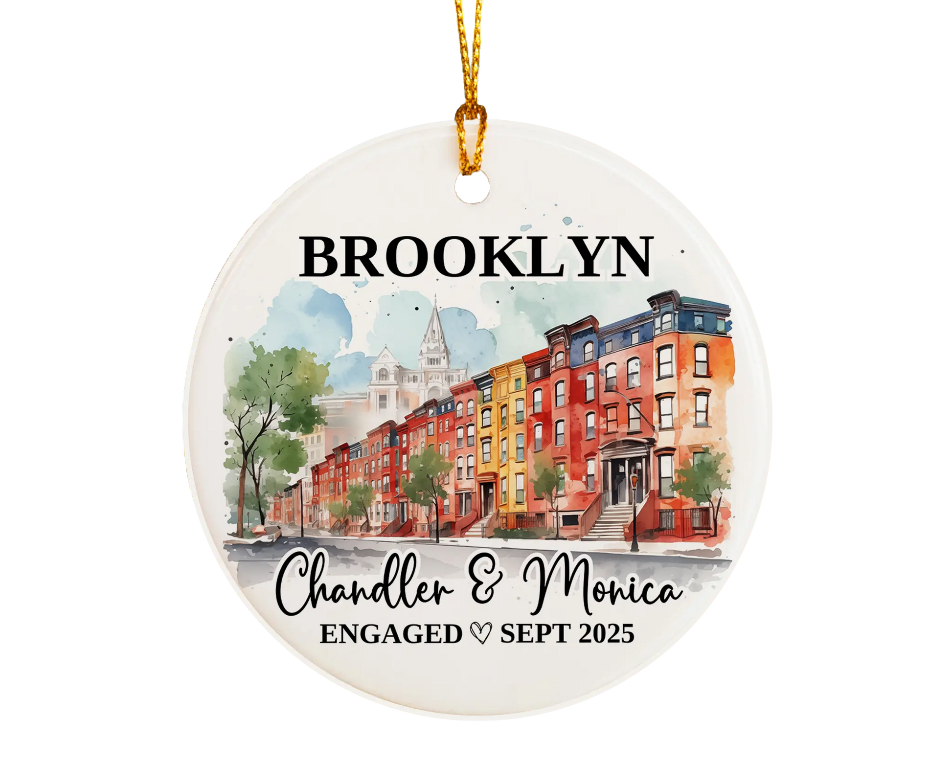Brooklyn Engagement Ornament Custom Gift Souvenir Bauble Present