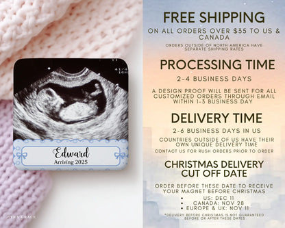 Ultrasound Magnet Custom Personalized Gift Souvenir Present. Free shipping