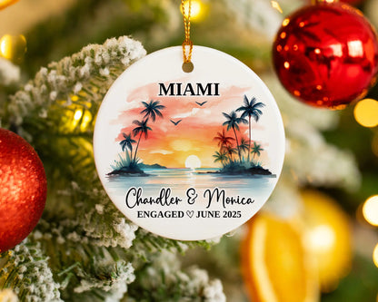 Miami Engagement Ornament Custom Gift Souvenir Bauble Present