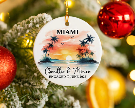 Miami Engagement Ornament Custom Gift Souvenir Bauble Present