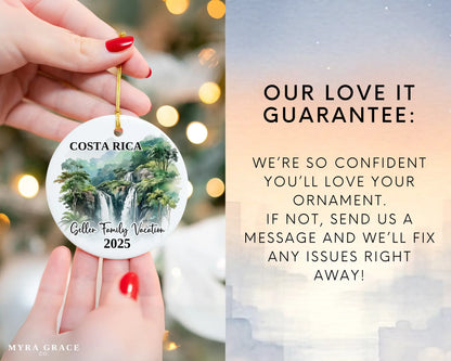 Custom vacation Paris ceramic photo ornament with personalized message – handmade Christmas bauble, gift souvenir, or vacation keepsake. Love it guarantee