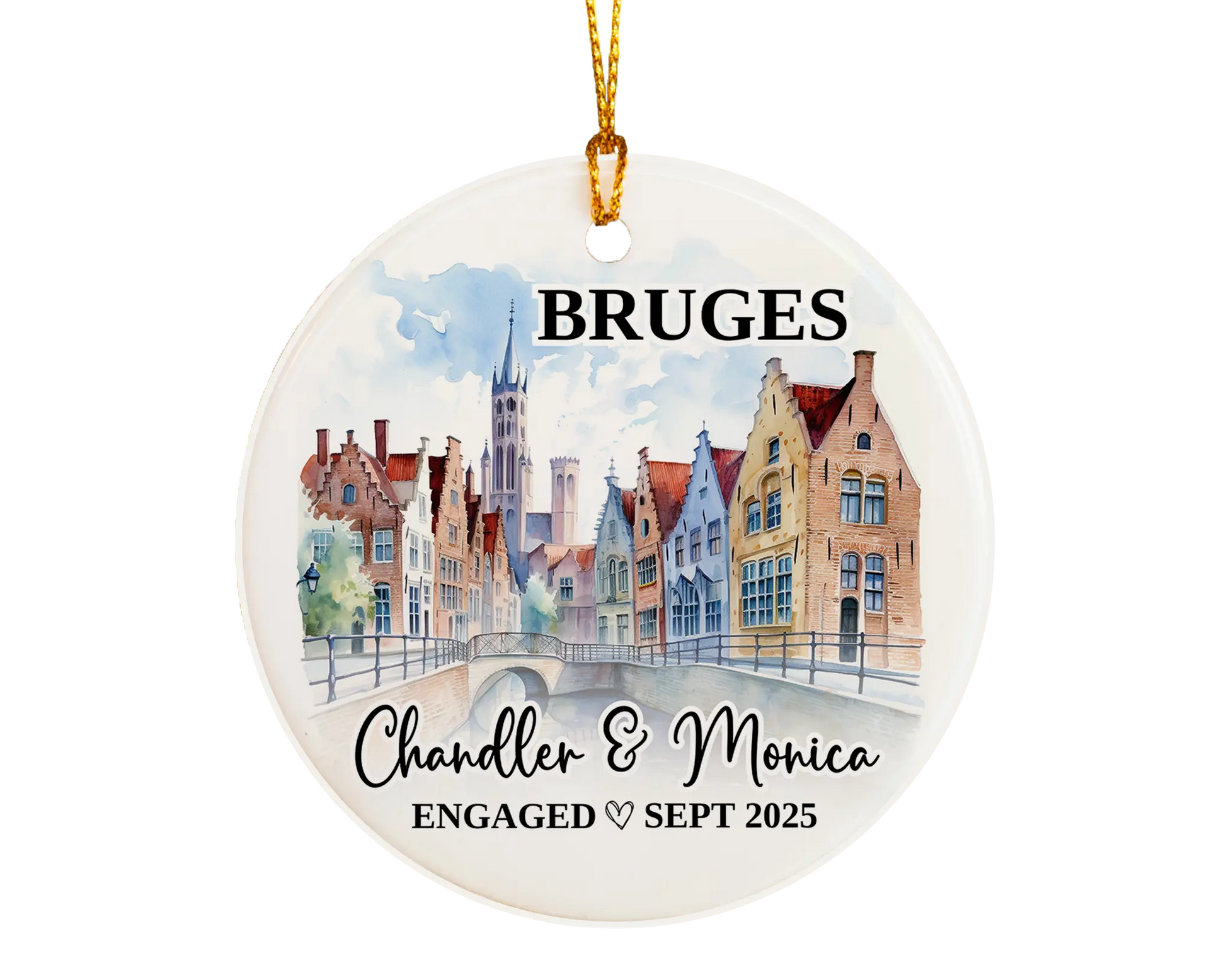 Bruges Engagement Ornament Custom Gift Souvenir Bauble Present