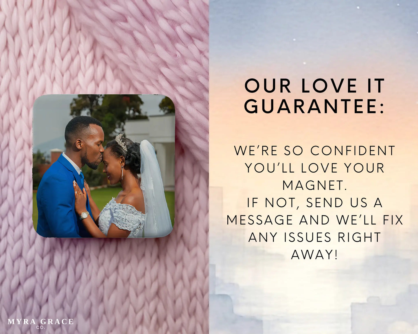 Custom Photo Magnets. Gift for Wedding, newlyweds, and couples. Love it guarantee