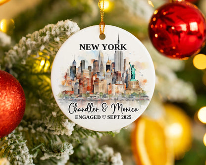 New York Engagement Ornament Custom Gift Souvenir Bauble Present