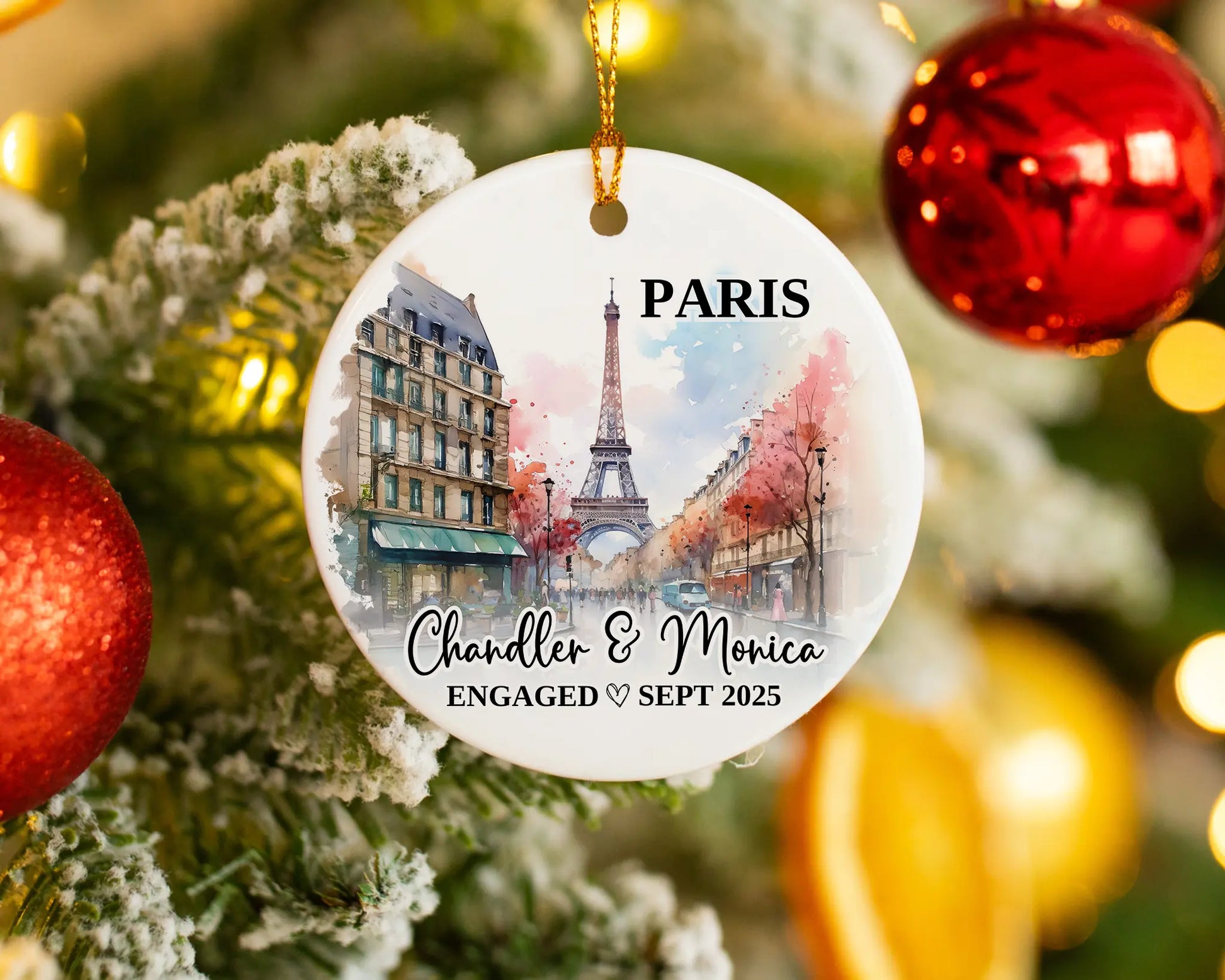 Paris Engagement Ornament Custom Gift Souvenir Bauble Present